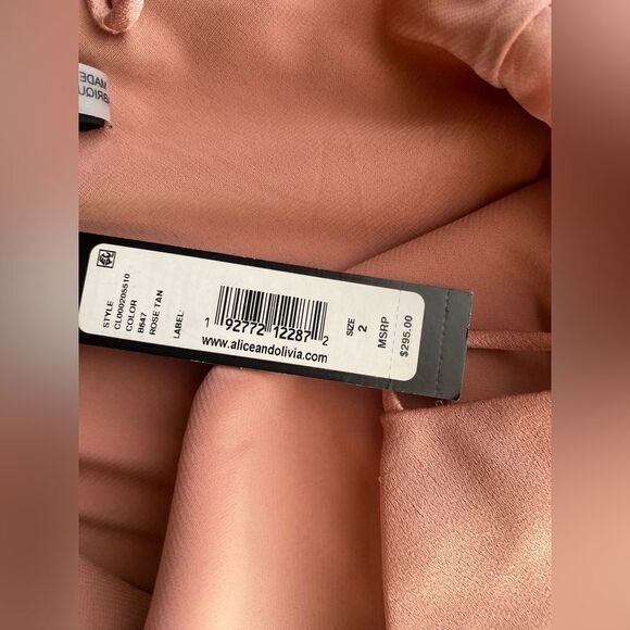 Alice + Olivia Harmony Slip Dress Women 2 Rose Tan Polyester Blend Cowl Neck NWT - Picture 13 of 15